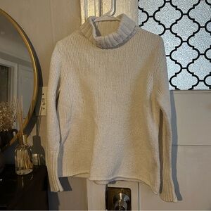 Eileen Fisher White Cotton Knit Turtleneck Sweater